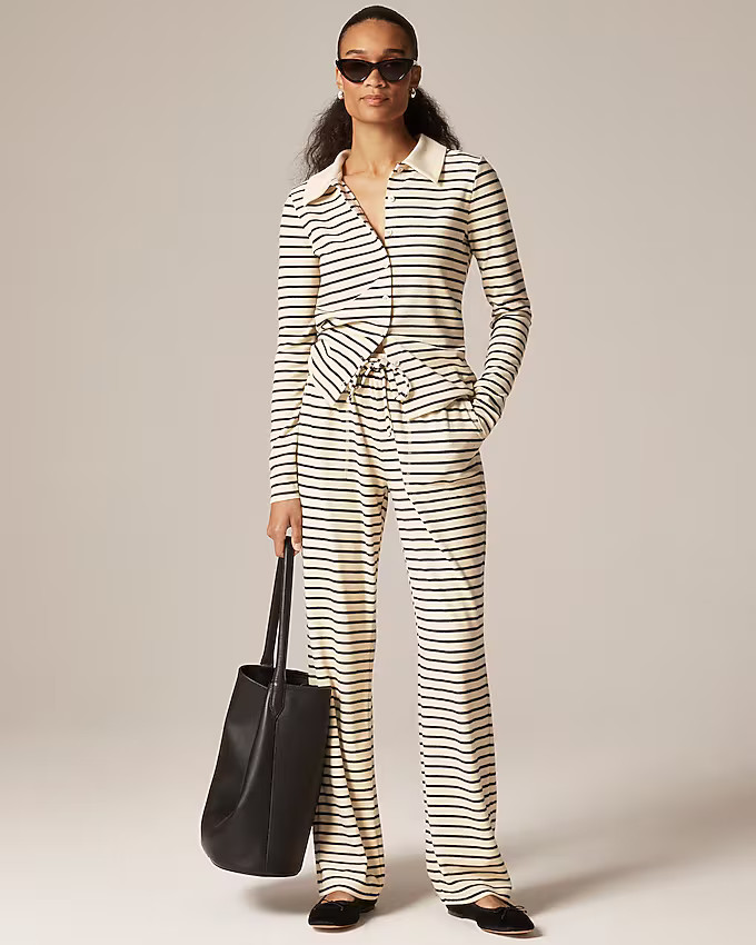 Soft rib wide-leg pant in stripe | J. Crew US