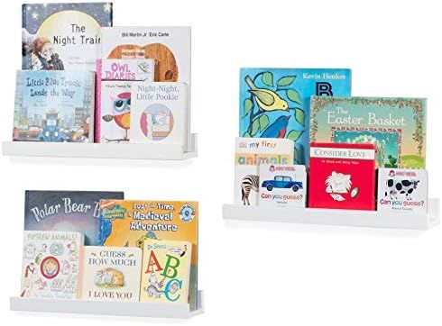 Wallniture Denver Floating Shelves for Wall, White Bookshelf for Kids' and Nursery Room Decor, 17... | Amazon (US)