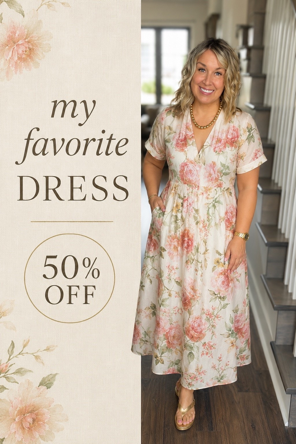 Soft florals, a flattering fit, and now 50% off? This is the dress I keep reaching for all summer. 🌸 It’s feminine, comfortable, and easy to style with sandals, a denim jacket, or your favorite jewelry.

If you love romantic dresses that feel effortless, this one deserves a spot in your closet before it’s gone!

✨ Mid-size friendly
✨ Flattering silhouette
✨ Perfect for church, brunch, vacations, and date nights
✨ My favorite dress is now 50% off

Tell me in the comments: Would you wear this in spring or fall? 🤍
