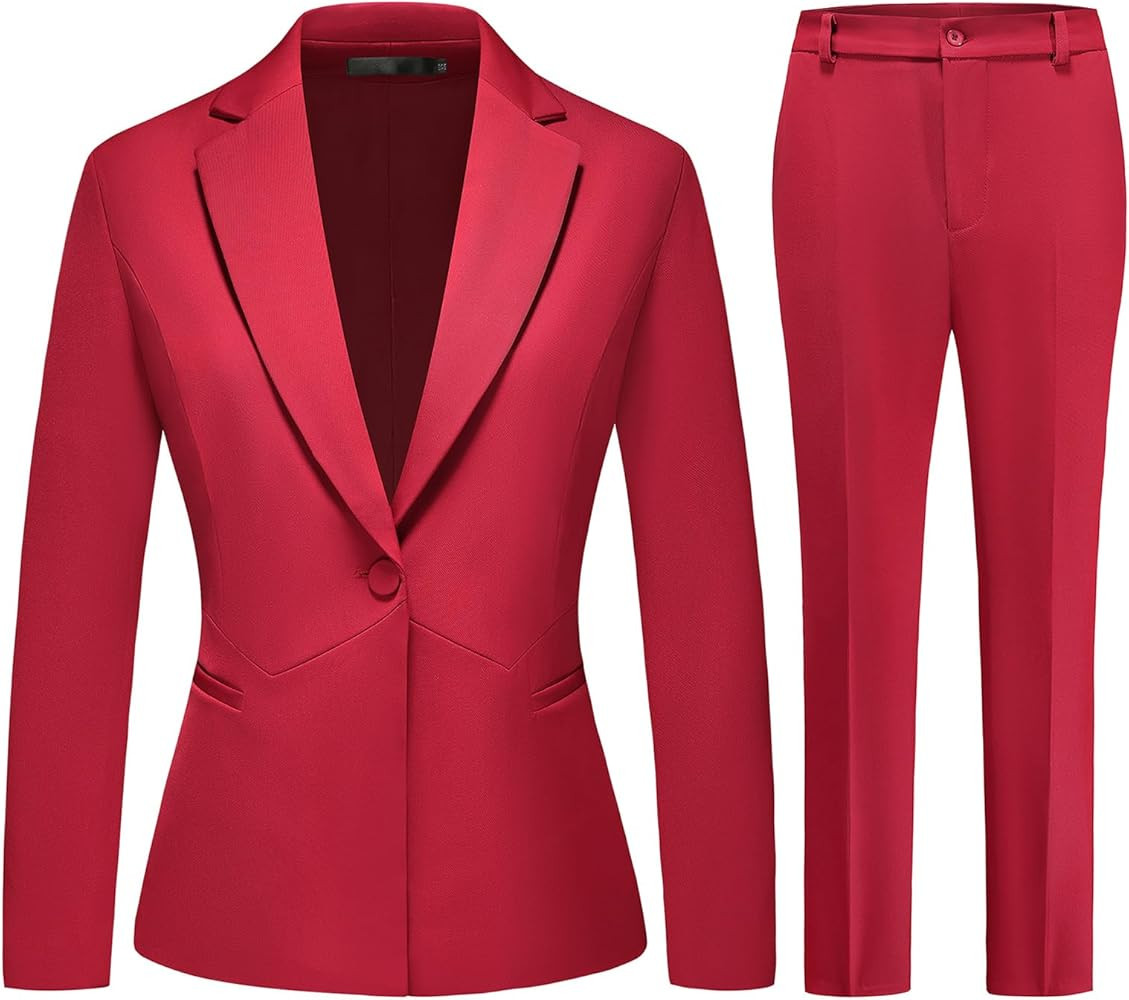 MODFUL Women's 2 Piece Business Suit Pant Set Slim Fit One Button Blazer Jacket Lady Work Suit fo... | Amazon (US)