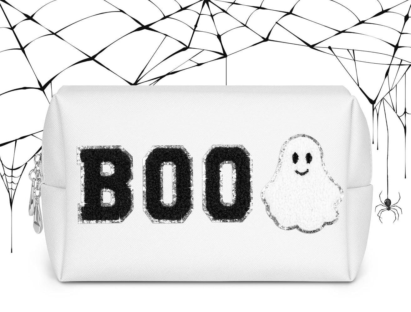 Dripkiaa Halloween Makeup Bag Chenille Patch Travel Cosmetic Bag Organizer Large Capacity Toiletr... | Amazon (US)