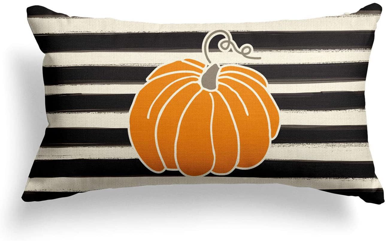 AVOIN Fall Watercolor Stripes Pumpkin Decorative Throw Pillow Cover, 12 x 20 Inch Autumn Thanksgi... | Walmart (US)