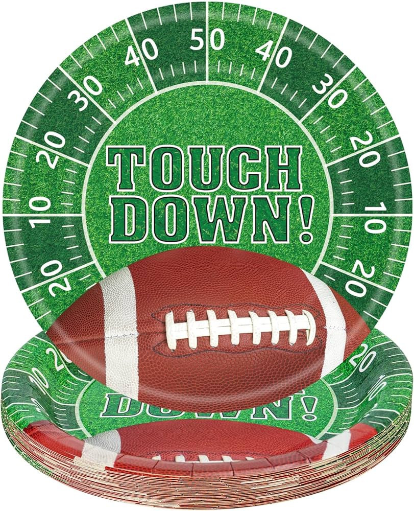 24 Pack Touchdown Football Plates Sets - Rugby Theme Party Supplies, 7 inch Disposable Dinner Des... | Amazon (US)