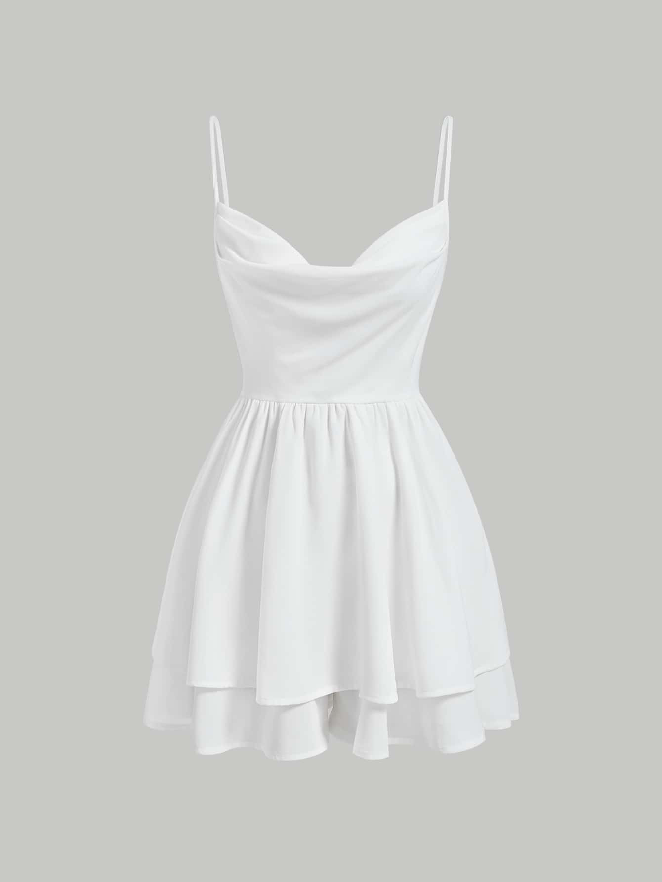 SHEIN MOD Solid Ruffle Hem Cami Romper | SHEIN
