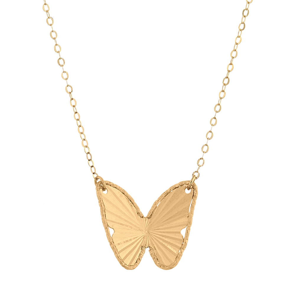 Butterfly Pendant in 14K Yellow Gold (18'') | Shane Co