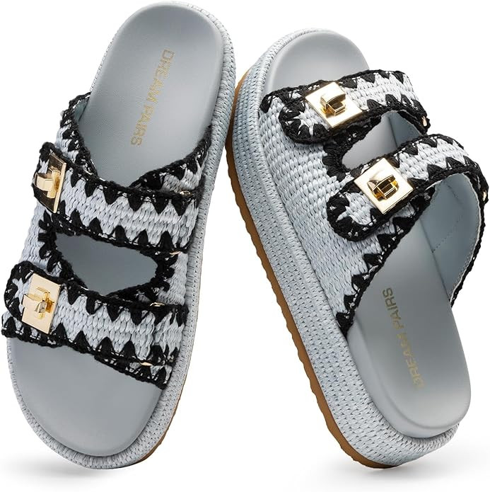 DREAM PAIRS Platform Sandals Women Raffia Espadrilles Summer Comfortable Wedge Sandals Beach Vaca... | Amazon (US)