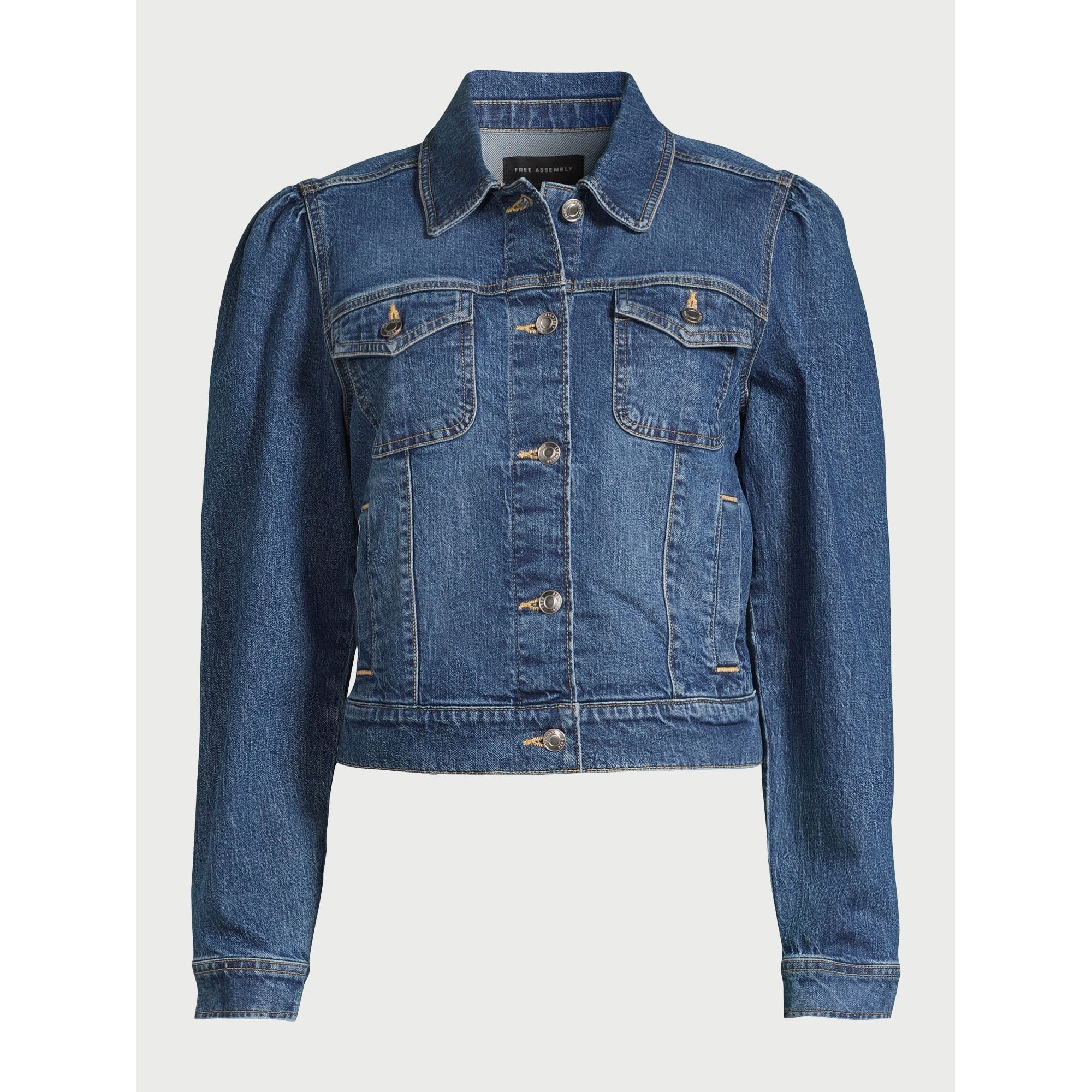 Free Assembly Women’s Puff Sleeve Denim Jacket, Sizes XS-XXL | Walmart (US)