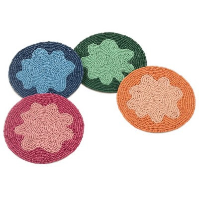 Folkulture Set of 4 Beaded Coasters 4" Round - Abstract Flora | Target