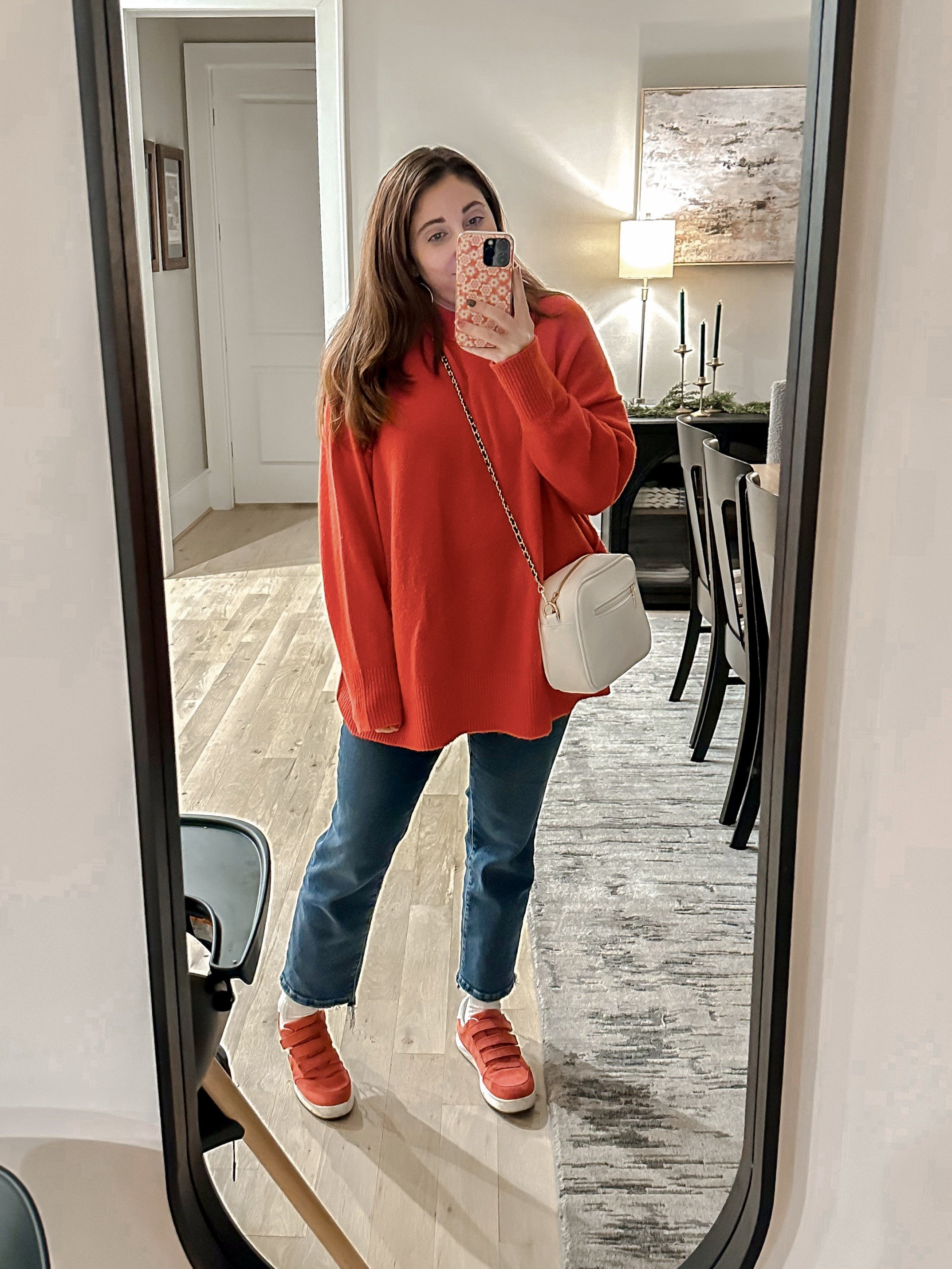 What I wore to dinner with the family on Thanksgiving Eve! Love this red sweater! It’s the perfect festive red. Sweater is last year from Aerie so I’ll link this years version 
Sweater L / Jeans 15 / Shoes tts 

#LTKSaleAlert #LTKMidsize #LTKHoliday