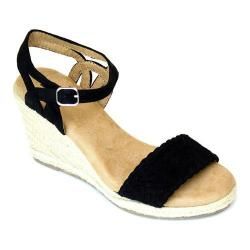 Women's White Mountain Crable Espadrille Wedge Sandal Black Synthetic | Bed Bath & Beyond