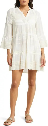 Metallic Long Sleeve Cover-Up Midi Dress | Nordstrom