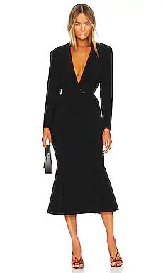 Norma Kamali Single Breasted Fishtail Dress in Black from Revolve.com | Revolve Clothing (Global)