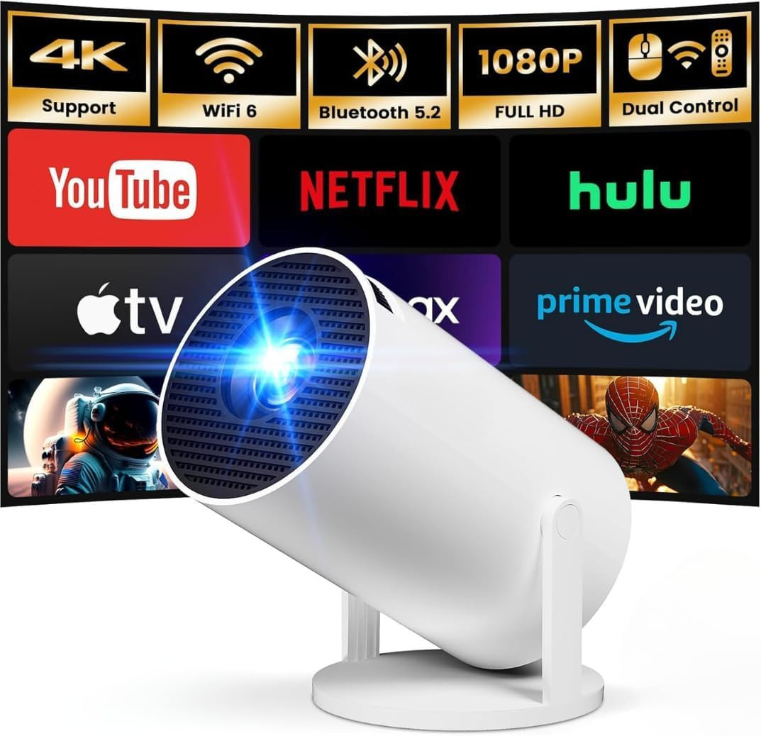 [Built-in Apps] Mini Projector with WIFI 6 and Bluetooth, 4K 1080P Support Portable Projector 180... | Amazon (UK)