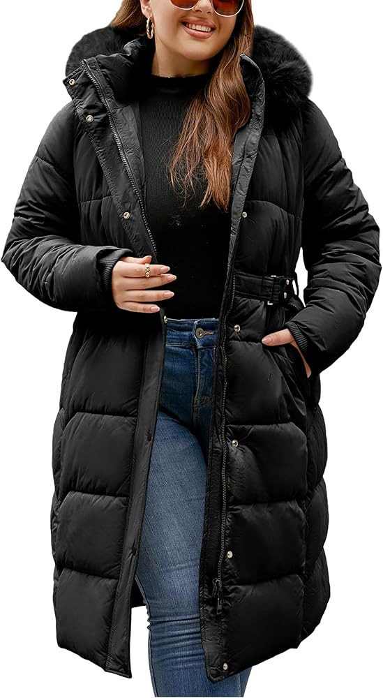Geschallino Women's Puffer Coat Plus Size Winter Jacket Warm Hooded Thicken Padded Bubble Outerwe... | Amazon (US)