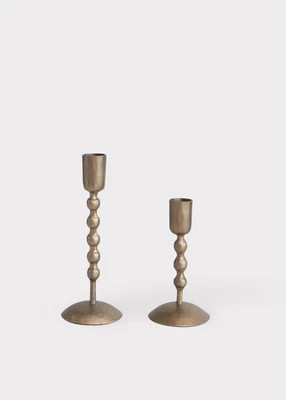 Set of 2 Antique Brass Metal Taper Candle Holders - 5.5-7" | Afloral