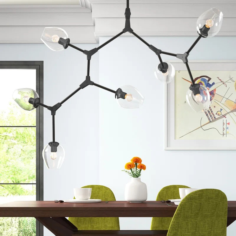 Spinks 7 - Light Glass Dimmable Sputnik Modern Linear Chandelier | Wayfair North America
