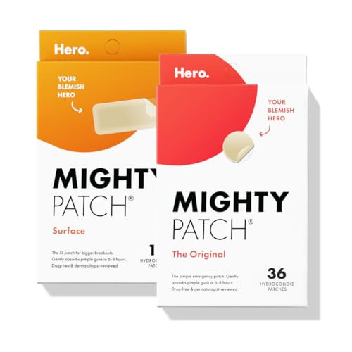 Hero Cosmetics Mighty Patch™ Original Patch 36ct and Mighty Patch™ Surface Patch 10ct Bundle | Amazon (US)