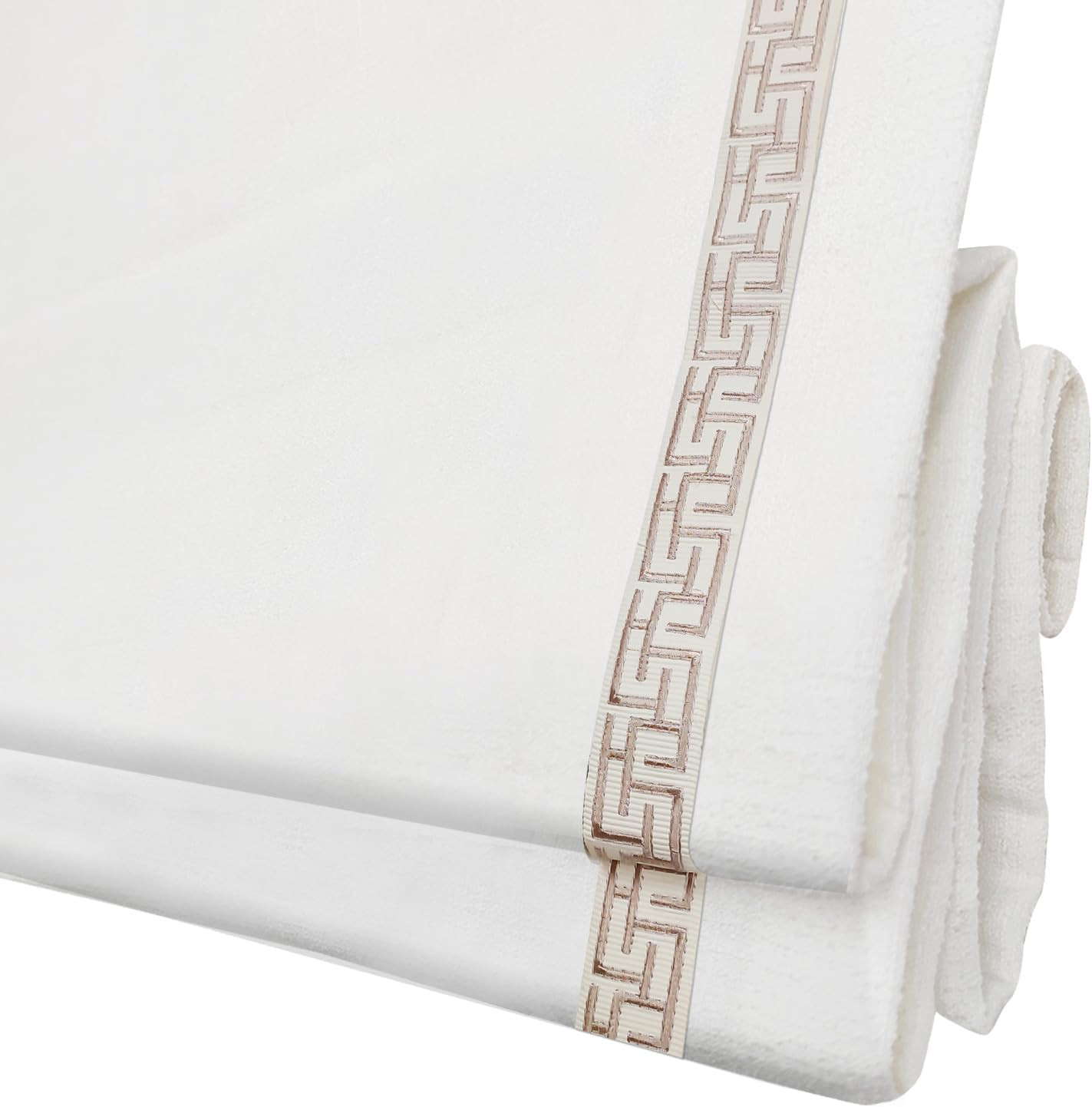 Cordless Roman Shades for Windows, Beige Embroidered Bands Custom Blackout Light Filtering Roman Window Shades, Fabric Insulated Thermal Roman Blinds for Doors, French Doors, Kitchen Windows | Amazon (US)