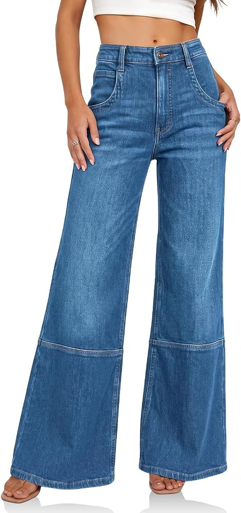 Cicy Bell Womens Bell Bottom Jeans High Waisted Flared Denim Pants | Amazon (US)