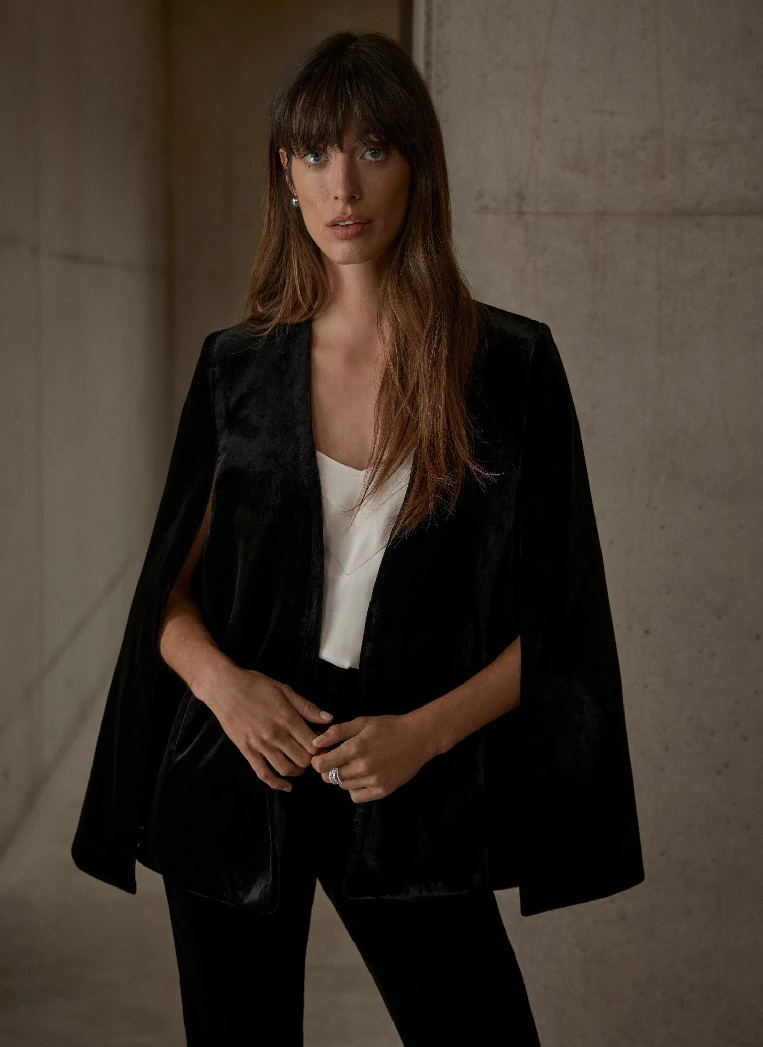 Black Velvet Cape Jacket | Mint Velvet