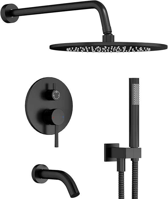Gabrylly Black Shower System with Tub Spout, Bathtub Shower Faucets Set with 3-Way Shower Valve, ... | Amazon (US)