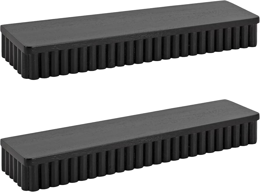 Kate and Laurel Reid Modern Ribbed Wood Floating Shelves, Set of 2, 20 Inches, Black, Decorative ... | Amazon (US)