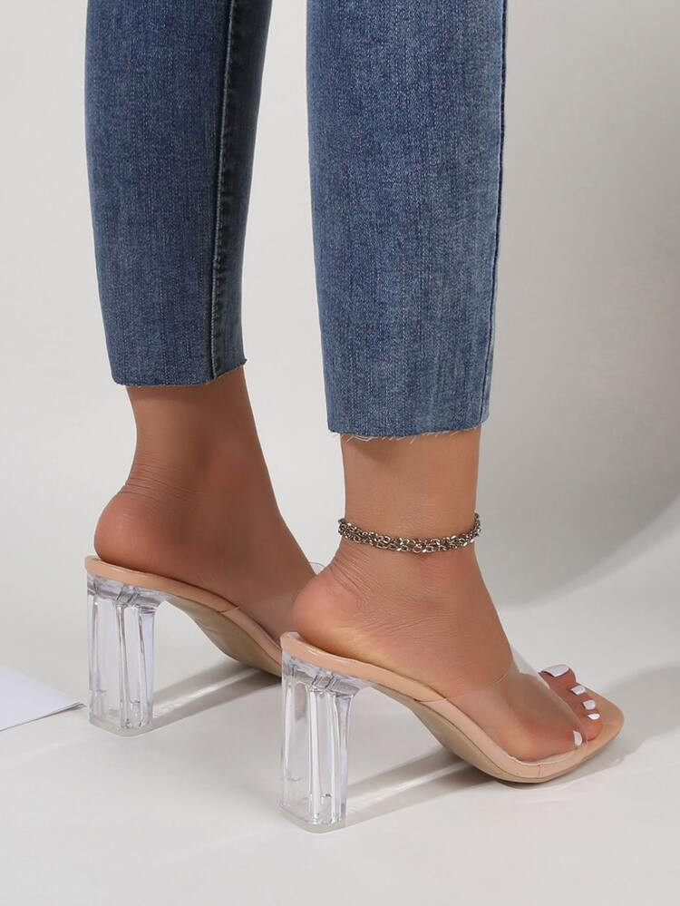 Clear Chunky Heeled Sandal Mules | SHEIN
