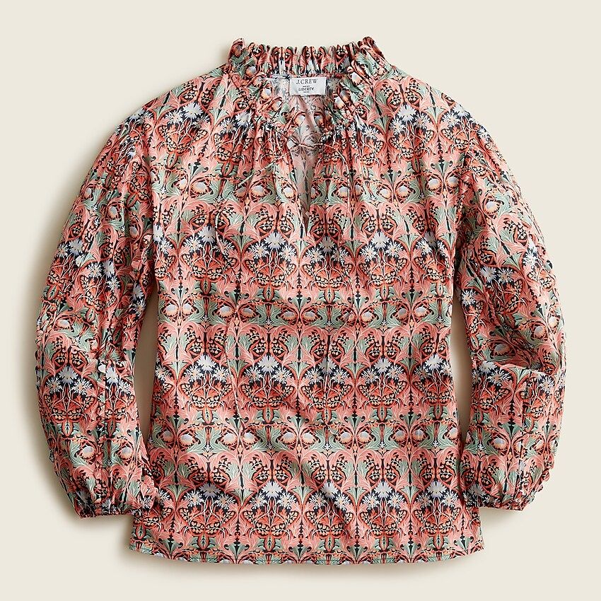 Scalloped tie-neck top in Liberty® May nouveau print | J.Crew US