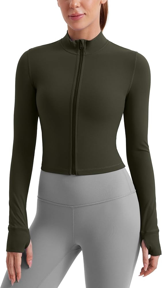 CRZ YOGA Womens Butterluxe Full Zip Cropped Workout Jacket Slim Fit Lightweight Athletic Yoga Top... | Amazon (US)
