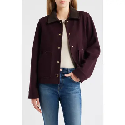 Sam Edelman Corduroy Trim Jacket in Brown Melange at Nordstrom, Size Small | Nordstrom