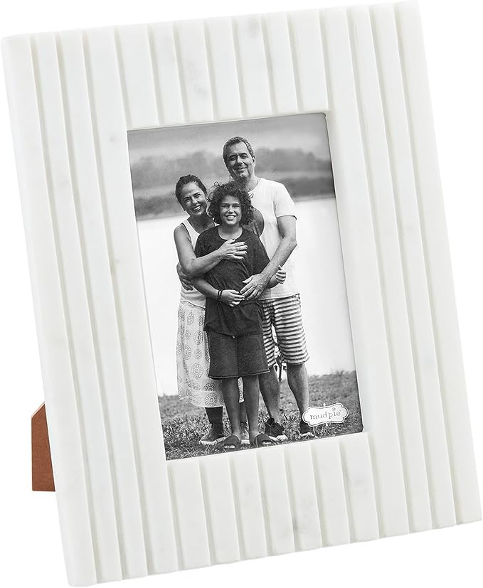Mud Pie 5X7 White Stripe Marble Frame; 10 3/4" x 8 3/4" | Amazon (US)