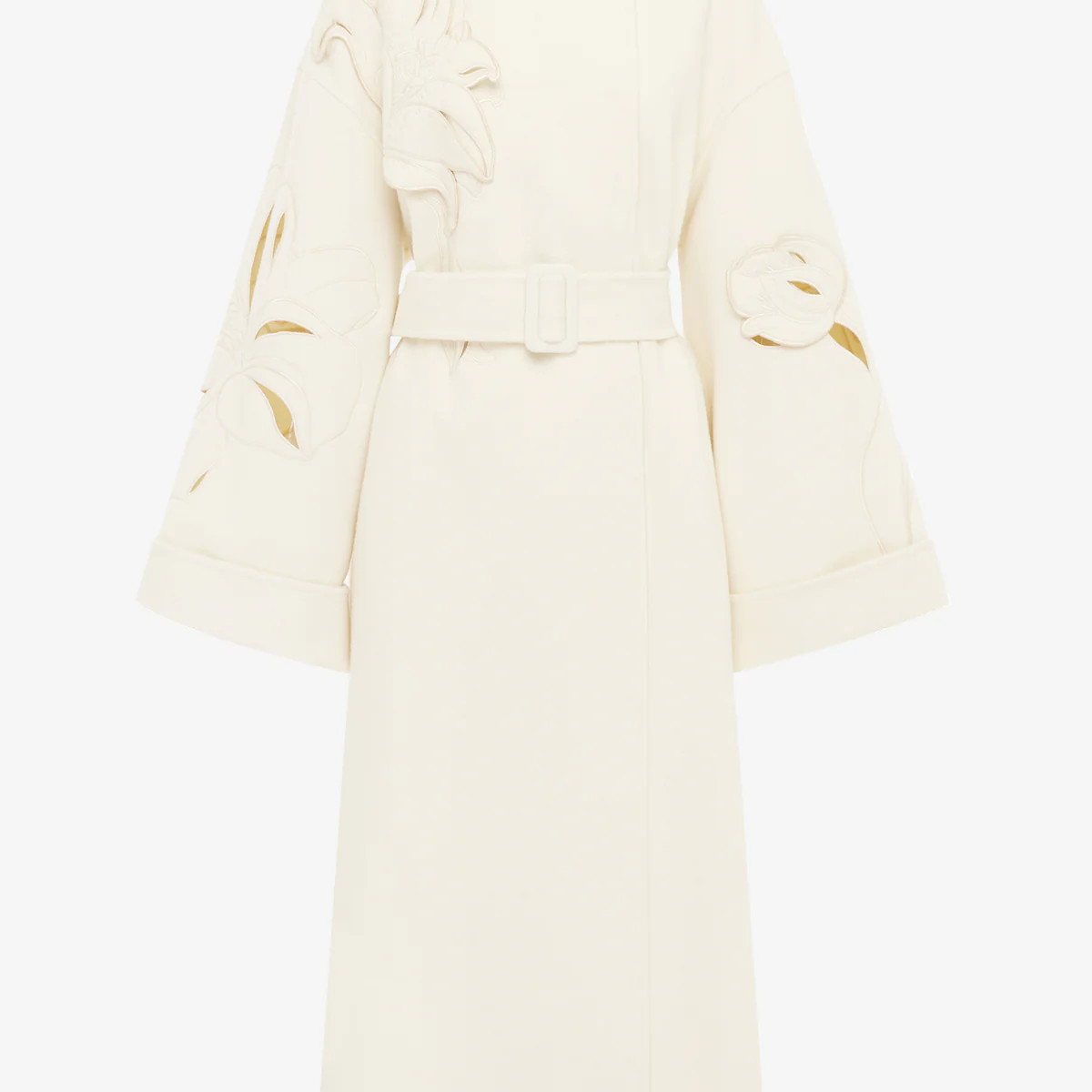 Celestine Appliqué Wool Coat - Snow | LEO LIN US