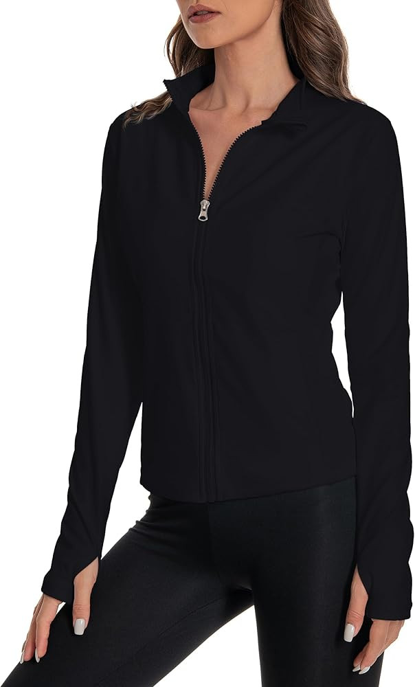 Women's Athletic Full Zip Lightweight Workout Jacket，Outdoor Slim Fit Yoga Jackets with Pockets... | Amazon (US)