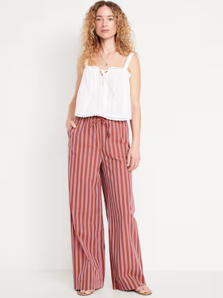 High-Waisted Poplin Super Wide-Leg Pants | Old Navy (US)