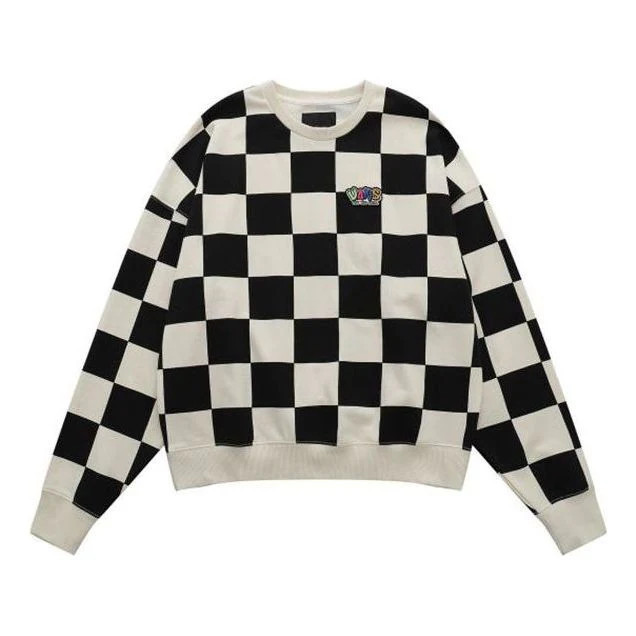 Vans Checkerboard Round Neck Pullover Sweatshirt 'Black White' | KICKS CREW