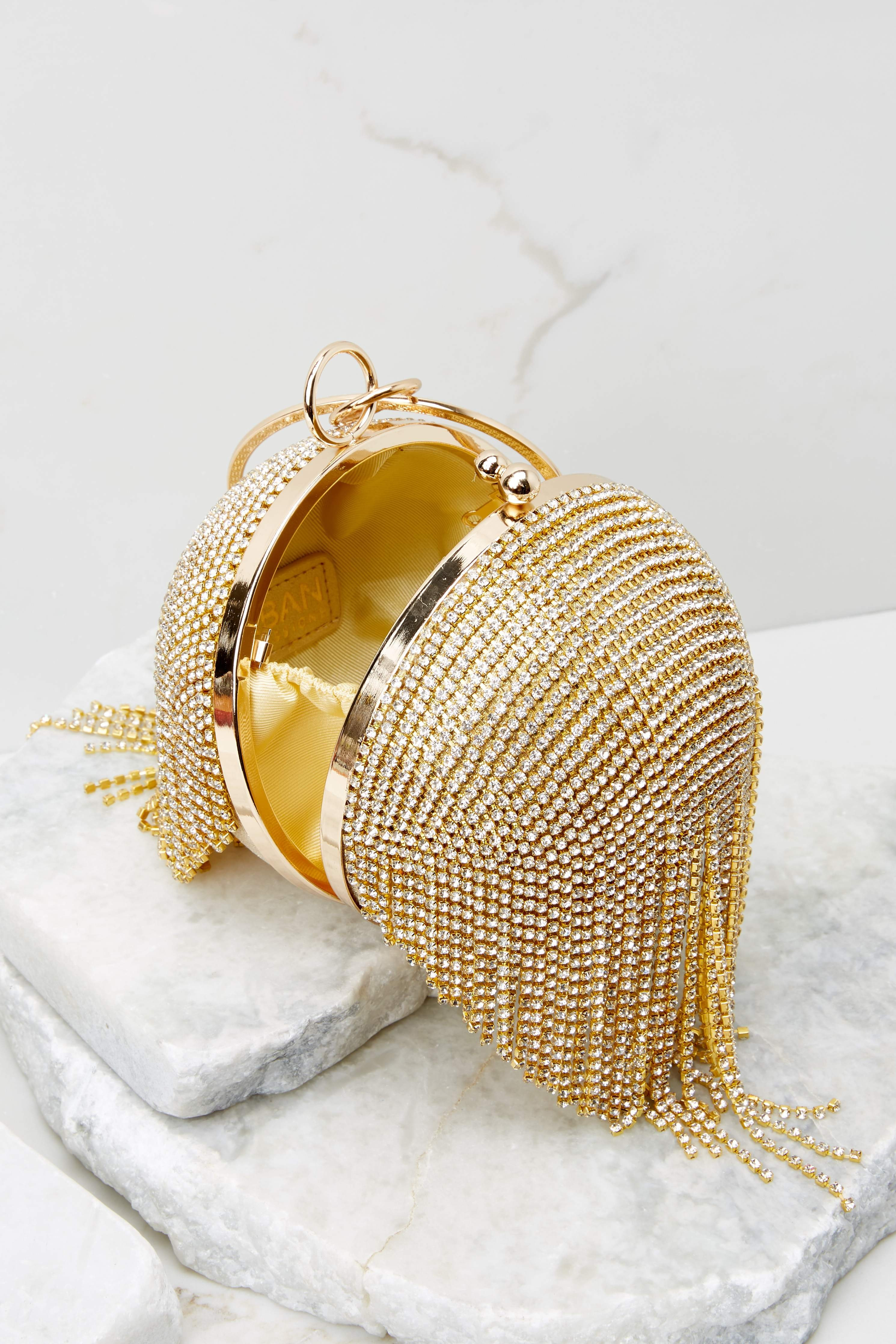 Time To Party Gold Bag | Red Dress 