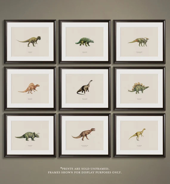 Dinosaur Wall Art Vintage Dinosaur Prints Dinosaur Art - Etsy | Etsy (US)