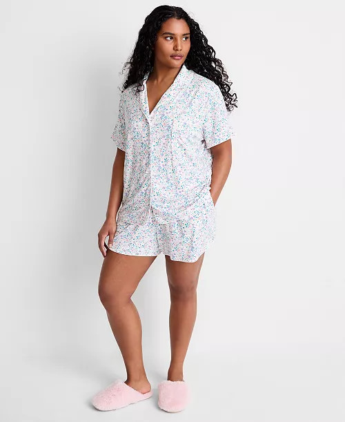Women's Modal Fluid Knit Notched-Collar Pajama Set XS-3X | Macy's