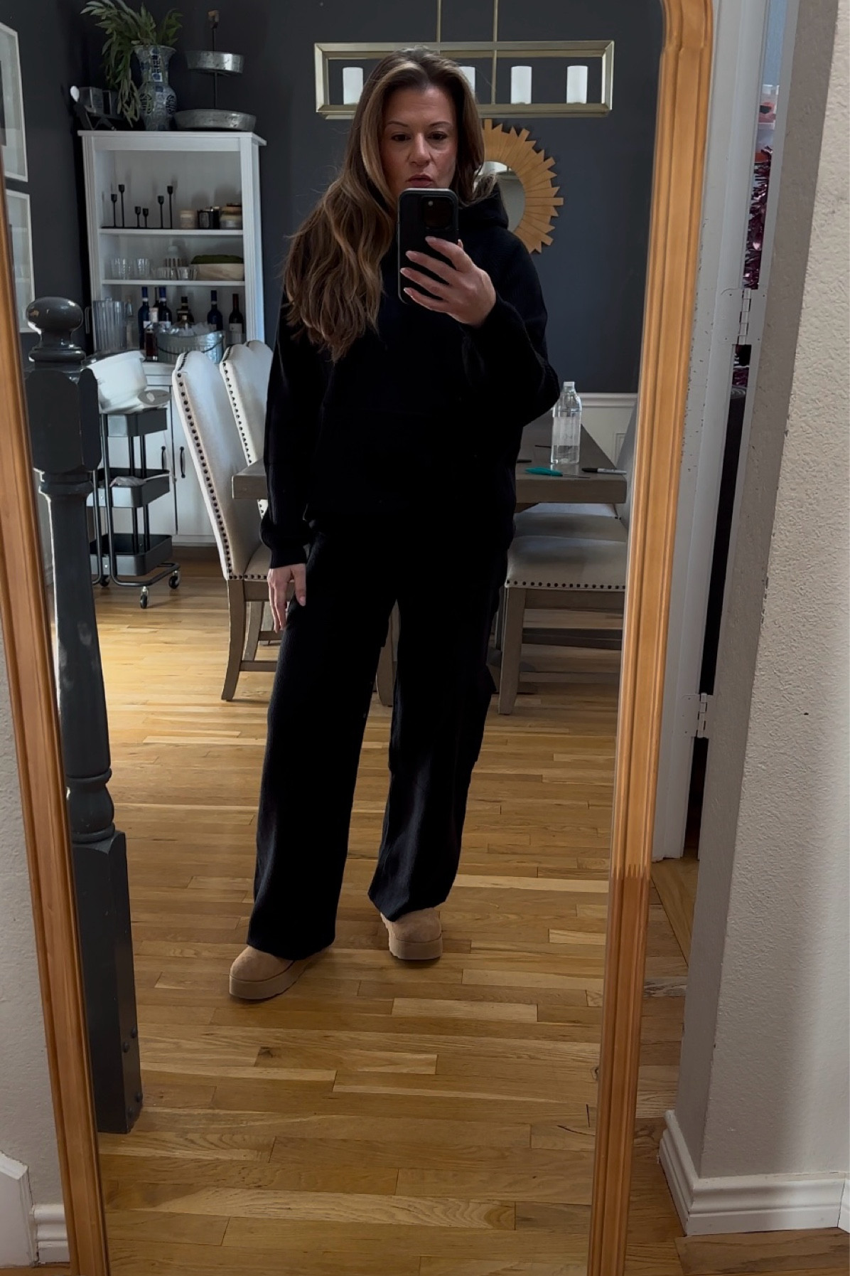 Black sweater set, mom looks, mid forty looks, comfortable casual, black set, chic, mom outfits, 

#LTKOver40