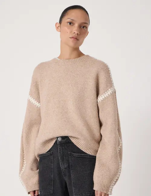 Hush Whitney Whipstitch Knitted Sweater in Stone White at Nordstrom, Size Small | Nordstrom