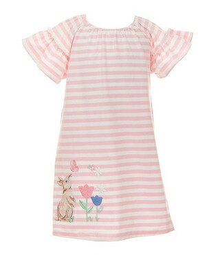 Adventurewear 360 Little Girls 2T-6X Striped Cap Sleeve Bunny Knit Dress | Dillard's | Dillard's