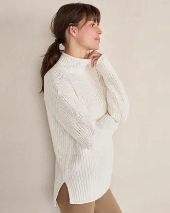 Organic Cotton Shaker Stitch Roll Neck Sweater | Nordstrom