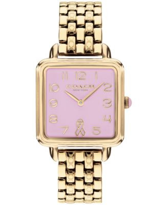 Women's Breast Cancer Awareness Cass Gold-Tone Stainless Steel Bracelet Watch 28mm | Macy's