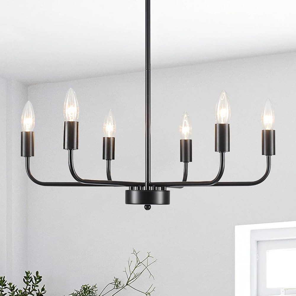 6-Light Chandelier, Black Chandeliers for Dining Room Light Fixture, Industrial Candle Chandelier... | Amazon (US)