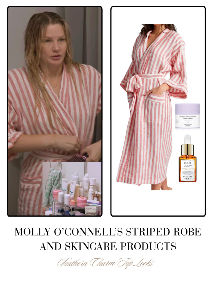 Molly O'Connell's Striped Robe and Skincare Products  

 