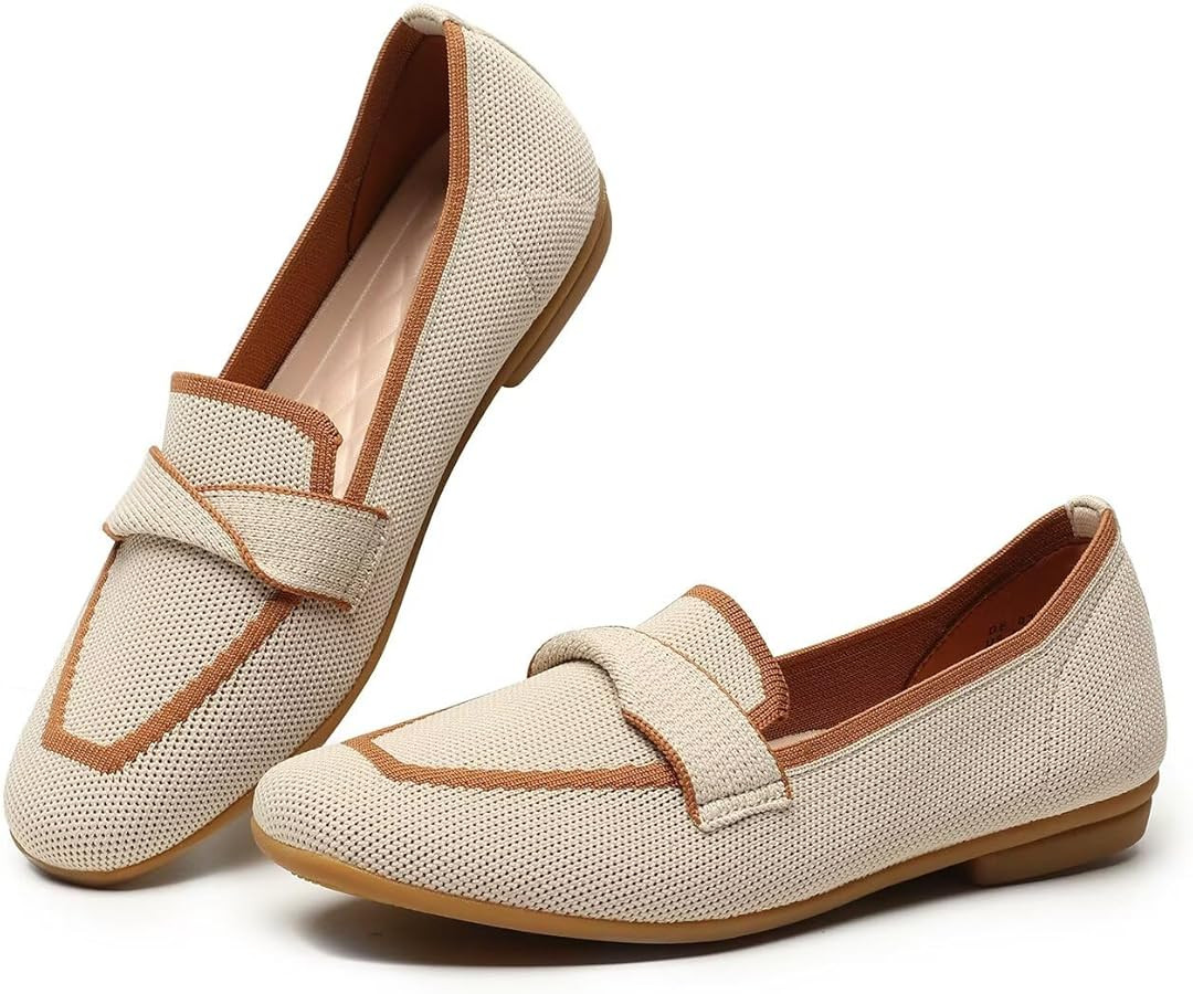 Women's Slip-on Loafer Soft Flats Comfort Knit Walking Office Work Penny Driving Dress Shoes | Amazon (US)
