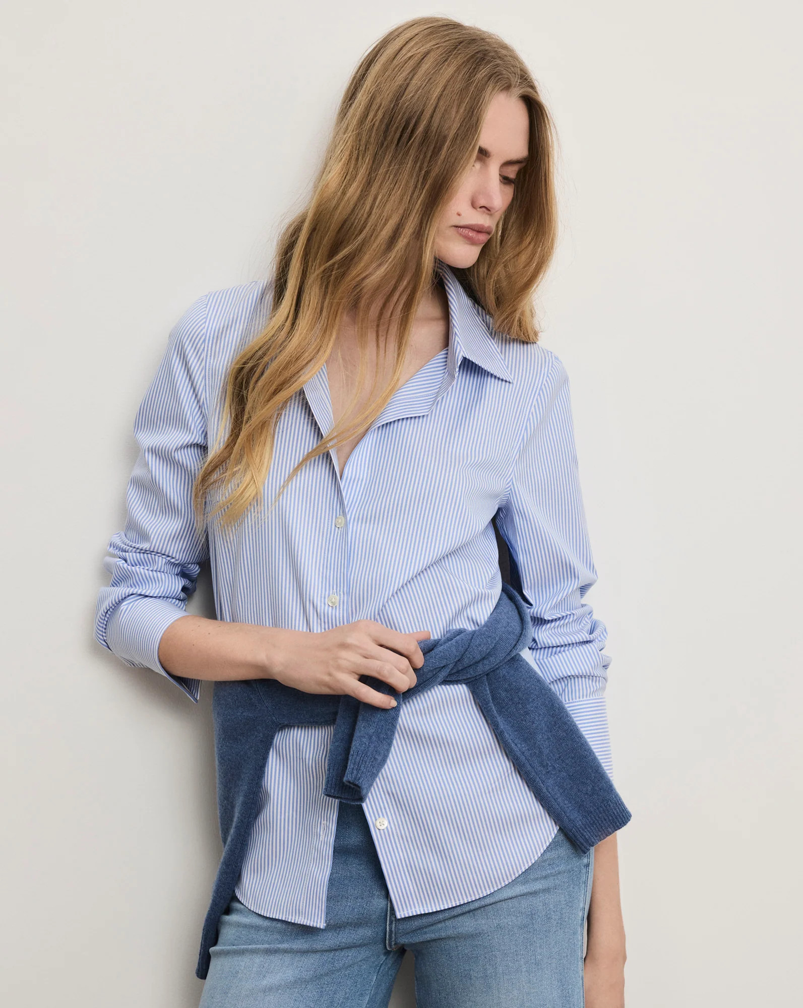 Amelia Striped Button-Down Shirt | Veronica Beard