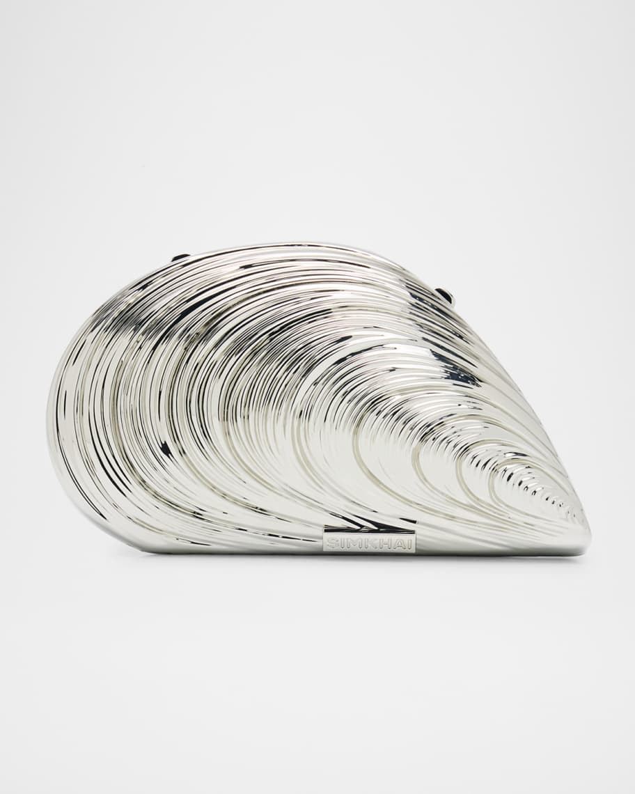 Bridget Metal Oyster Shell Clutch Bag | Neiman Marcus