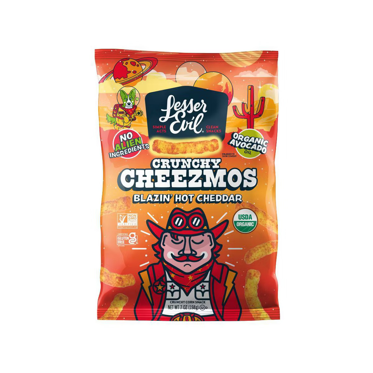 LesserEvil Cheezmos Blazin' Hot Cheddar Chips - 7oz | Target