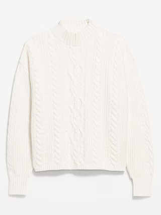 SoSoft Cropped Mock-Neck Cable Sweater | Old Navy (US)